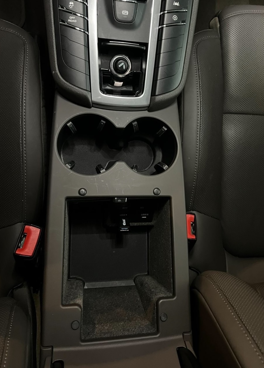 After — Center console & cup holders — fully restored