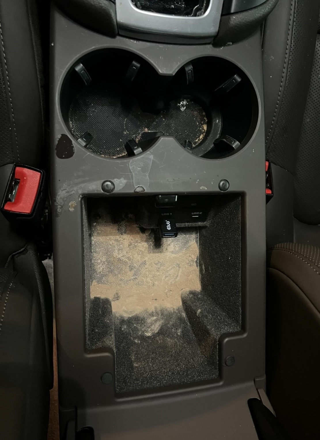 Before — Center console & cup holders — fully restored